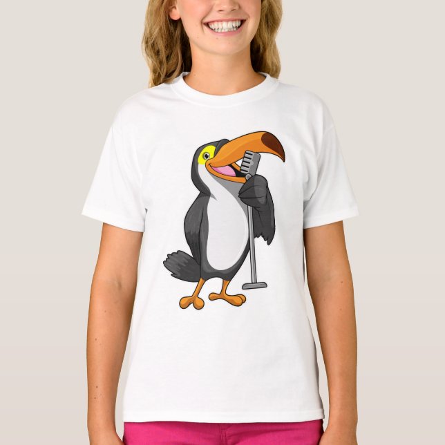 T-shirt Toucan at Music with Microphone (Devant)
