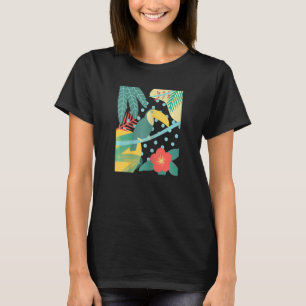 T-shirt Toucan Bird Tropical Mignonne Palm Leaf Plage Fleu
