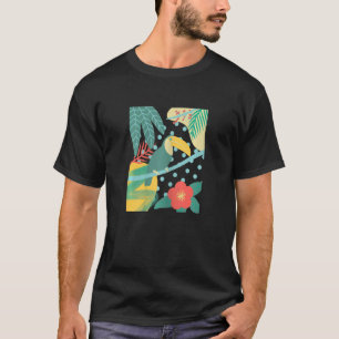 T-shirt Toucan Bird Tropical Mignonne Palm Leaf Plage Fleu