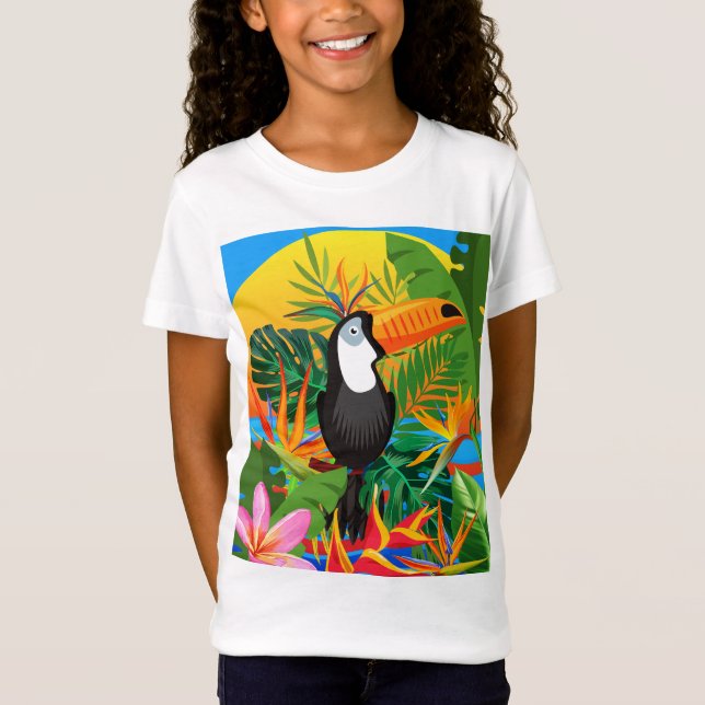 T-shirt Toucan Tropical Rainforest Girls (Devant)
