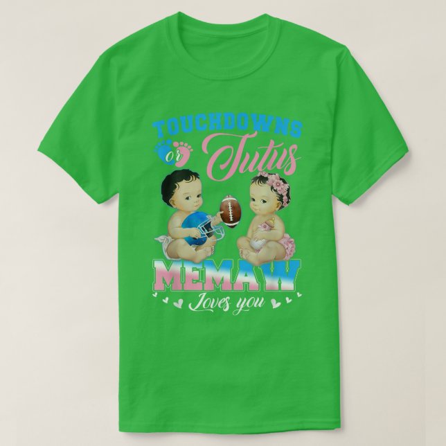 T-shirt Touchdowns ou Tutus Memaw Loves You Gender Reveal (Design devant)