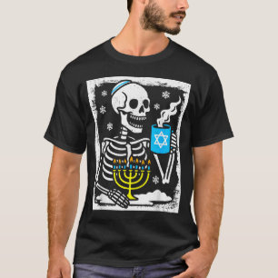 T-shirt Toupie à café squelette de Hanouka Menorah juive C
