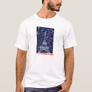 T-shirt Tour Eiffel avec étoiles et perles