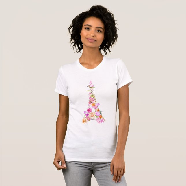 T-shirt Tour Eiffel floral (Devant entier)