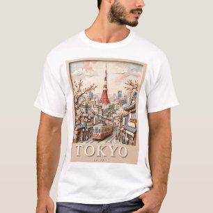 T-shirt Tour Eiffel Japon Paysage Urbain Tokyo Sakura Voya