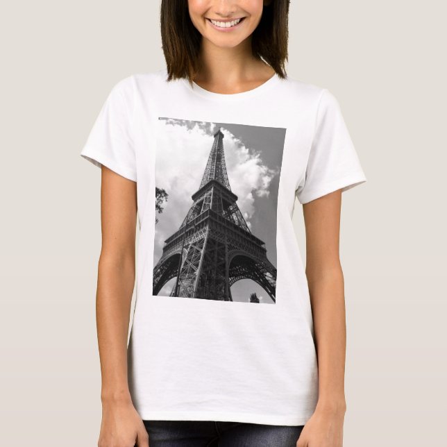 T-shirt Tour Eiffel noir et blanc à Paris (Devant)