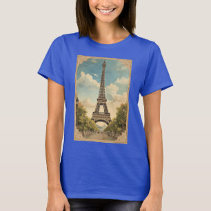 T-shirt Tour Eiffel Paris Voyage Style Rétro Art Vintage