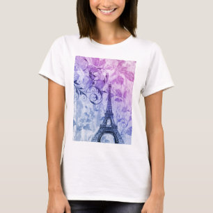 T-shirt Tour Eiffel pourpre chic assez girly de Paris de