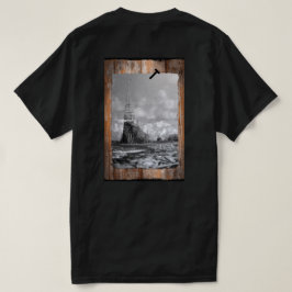 T-shirt Tour en bambou de plage avec eau, galets et bois