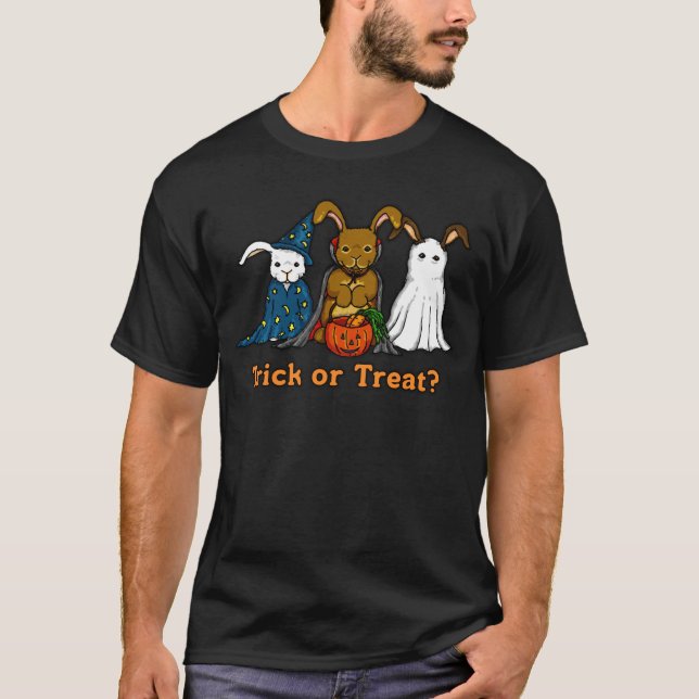 T-shirt Tour ou traitement de lapins de Halloween (Devant)