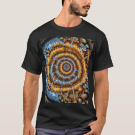 T-shirt tourbillon fractal bleu et or