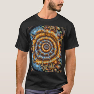 T-shirt tourbillon fractal bleu et or