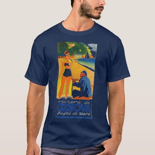 T-shirt Tourisme vintage Gênes Italie (Devant)