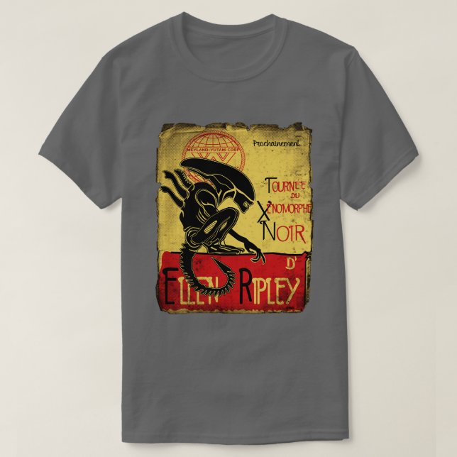 T-shirt Tournee du xenomorphe noir (Design devant)