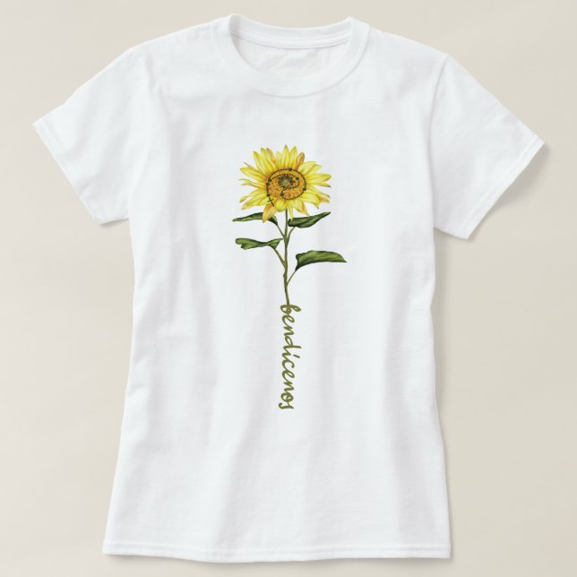 T-shirt Tournesol Aquarelle Bendicenos (Design devant)