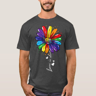 T-shirt Tournesol arc-en-ciel Amour est Amour LGBT Gay Les