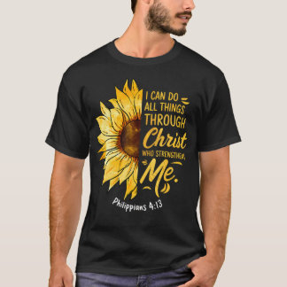 T-shirt Tournesol chrétien Je peux faire toutes choses Rel