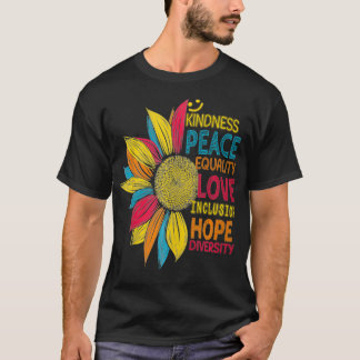T-shirt Tournesol coloré Paix Amour Inclusion Égalité D