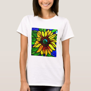 T-shirt Tournesol de pays en verre teint rustique