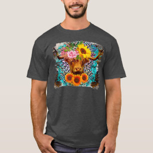 T-shirt Tournesol de vache de Highland Leopard de l'Ouest