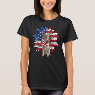 T-shirt Tournesol Drapeau Américain RED Heeler 4 Juillet P