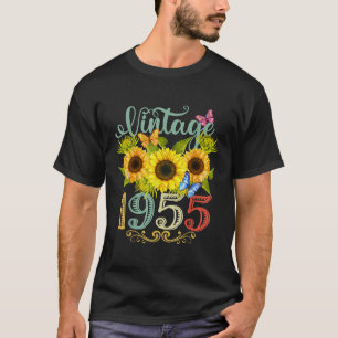 T-shirt Tournesol Floral Papillon Vintage 1955 Drôle 70e