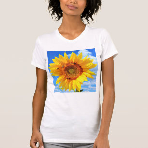 T-shirt Tournesol jaune et abeilles sur le ciel bleu - Jou