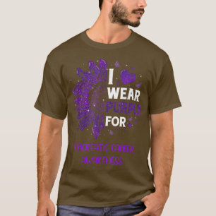 T-shirt Tournesol Je Porte Du Ruban Violet Cancer Pancréat
