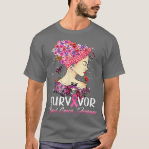 T-shirt Tournesol papillon guerrier cancer du sein rose Aw