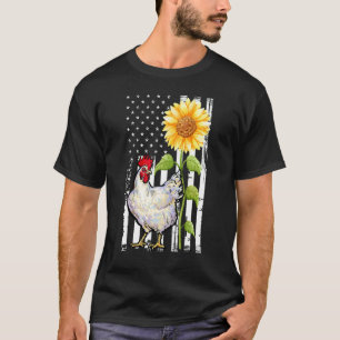 T-shirt Tournesol Vache Drapeau Américain Génisse Ferme Bo