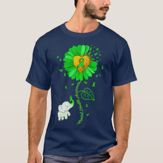 T-shirt Tournesol Vert Eléphant Étalage Santé mentale Awar