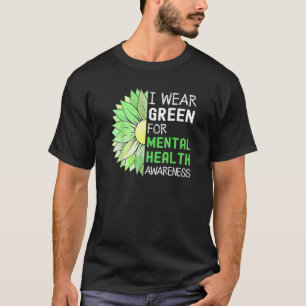 T-shirt Tournesol Vert Je Porte Vert Pour La Santé Mentale