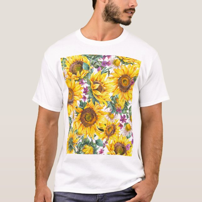 T-shirt Tournesol Vintage : Fleur Jaune Été. (Devant)