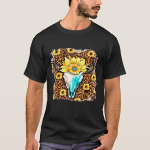T-shirt Tournesols occidentaux Léopard Vache Taureau Crâne