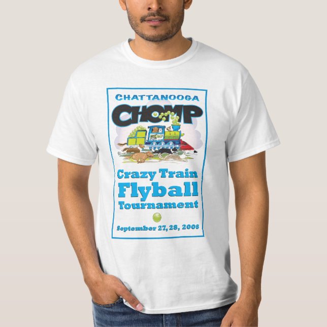 T-shirt Tournoi fou de Flyball de train (Devant)