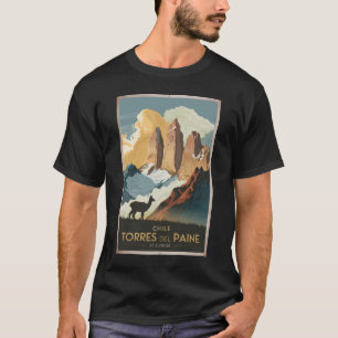 T-shirt Tours del Paine Chili Illustration Art de Voyage
