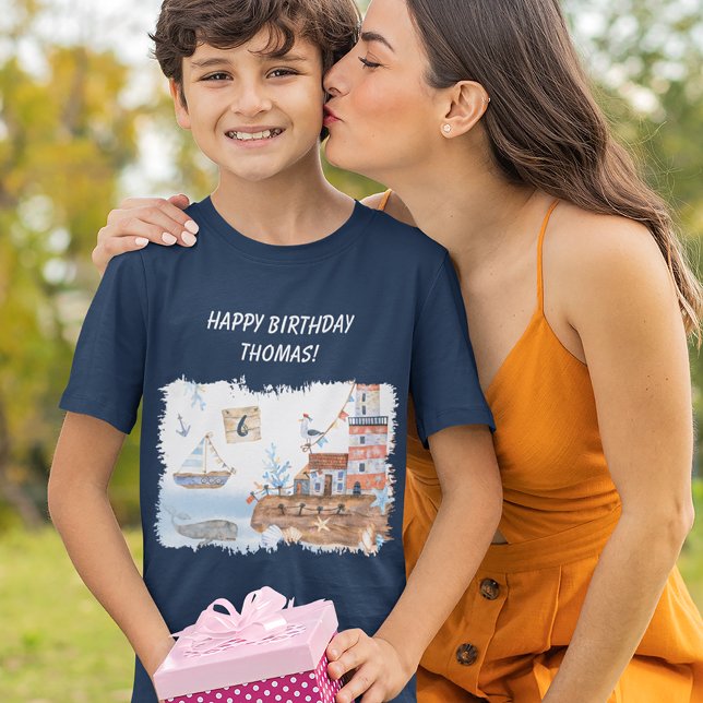 T-shirt Tous à bord Ocean Kids Anniversaire personnalisé (Créateur téléchargé)