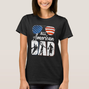 T-shirt Tous American Basketball Papa Usa Drapeau Lunettes