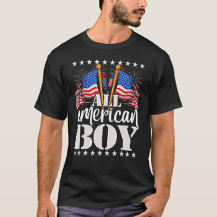 T-shirt Tous American Boy Usa America Drapeau & Feu d'arti