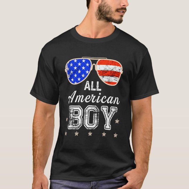 T-shirt Tous American Boys 4 juillet Boys Enfants Lunettes (Devant)