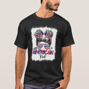 T-shirt Tous American Kid Messy Bun Girls Tie Dye Cute 4th