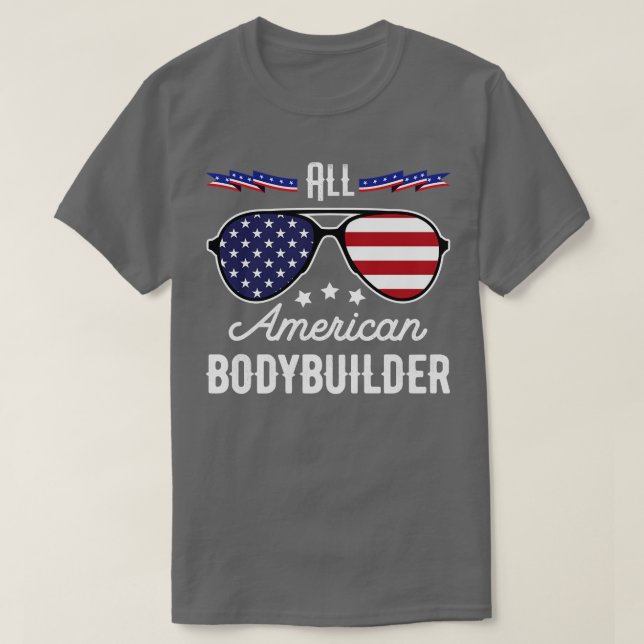 T-shirt Tous les Bodybuilder américains 4 juillet Lunettes (Design devant)