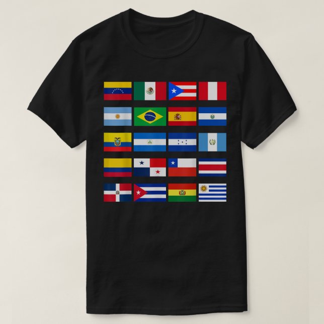 T-shirt Tous les drapeaux latino-américains Patrimoine his (Design devant)