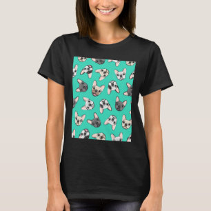 T-shirt Tous les Français Turquoise mignon Français Bulldo