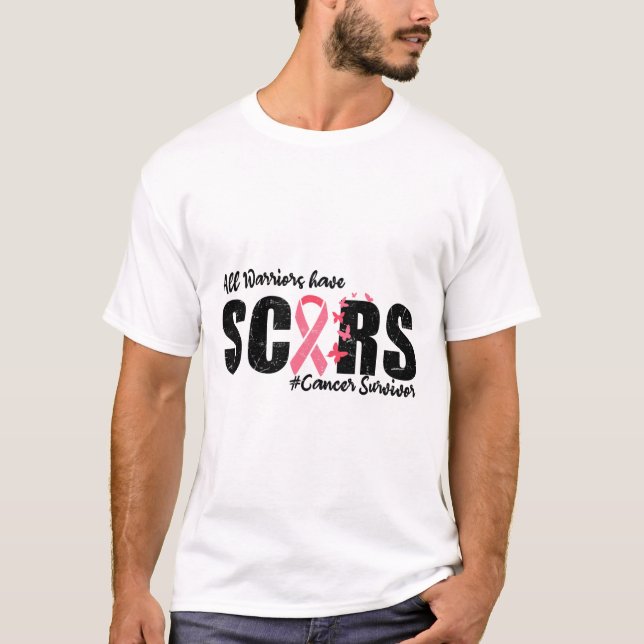 T-shirt Tous les guerriers ont des cicatrices Cancer du se (Devant)
