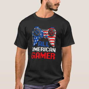 T-shirt Tous les Jeux Vidéo Drapeau Américain Gamer Us Jui