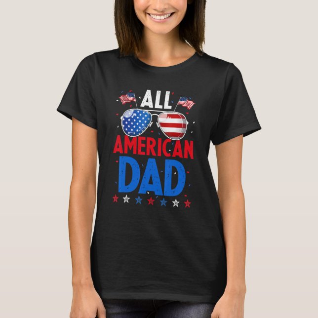 T-shirt Tous les Lunettes de soleil de drapeau papa améric (Devant)