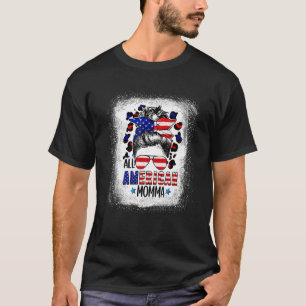 T-shirt Tout Américain Momma Bleached Leopard Patriotique