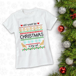 T-shirt Tout ce que je veux pour Noël, c'est mon chat, pul
