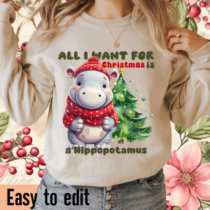 T-shirt Tout Ce Que Je Veux Pour Noël Est Un Hippopotame -